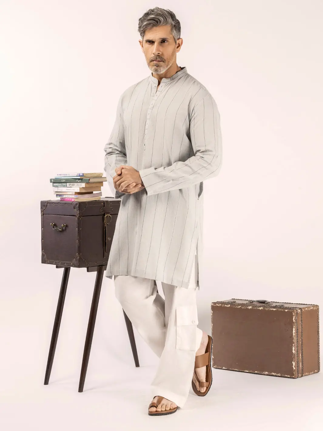 Ash Grey Blended Kurta - Alcr-K-049 1