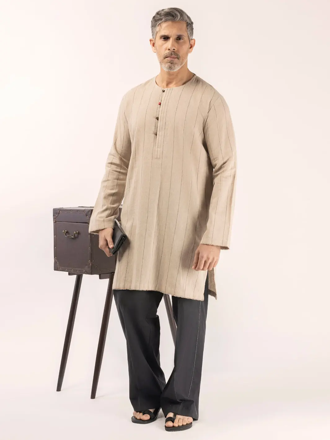 Beige Blended Kurta - Alcr-K-051 1