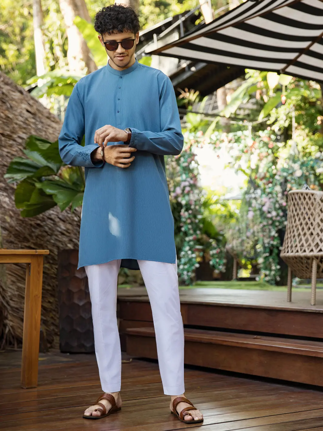 Blue Blended Kurta - Al-K-1009 1