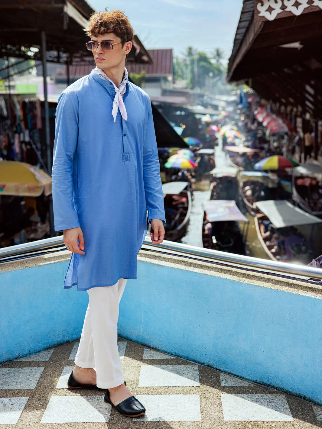 Blue Cotton Kurta - Al-K-1139B 1