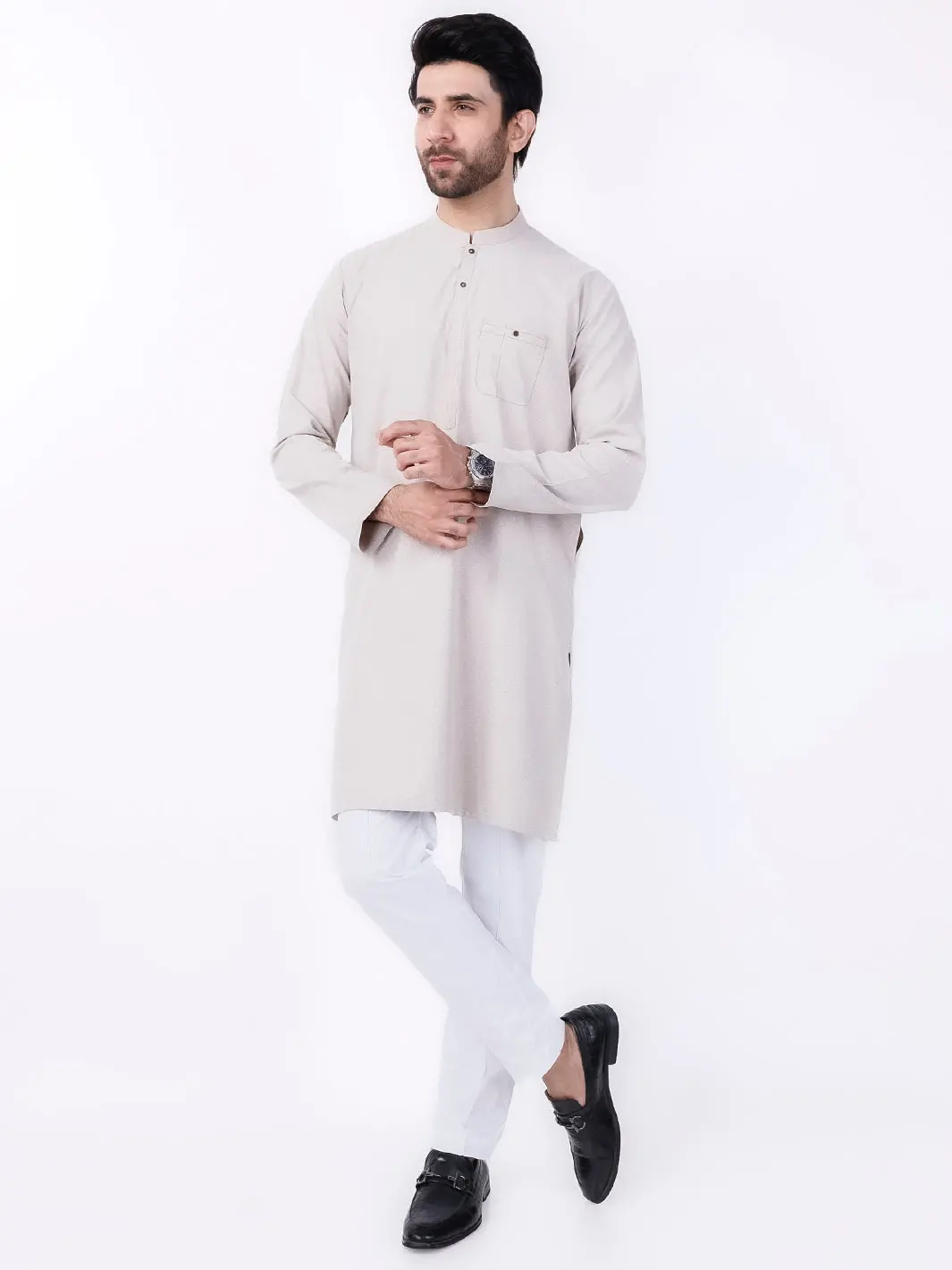 Sand Brown Blended Kurta - Al-K-1152 1