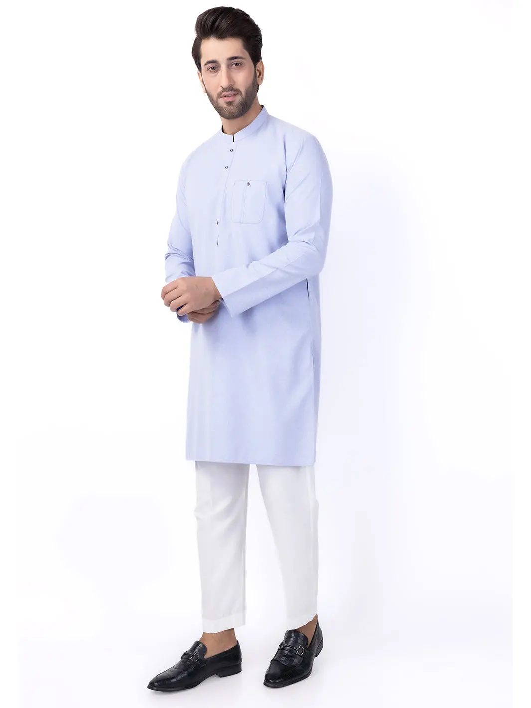 Light Blue Blended Kurta - Al-K-1153 1