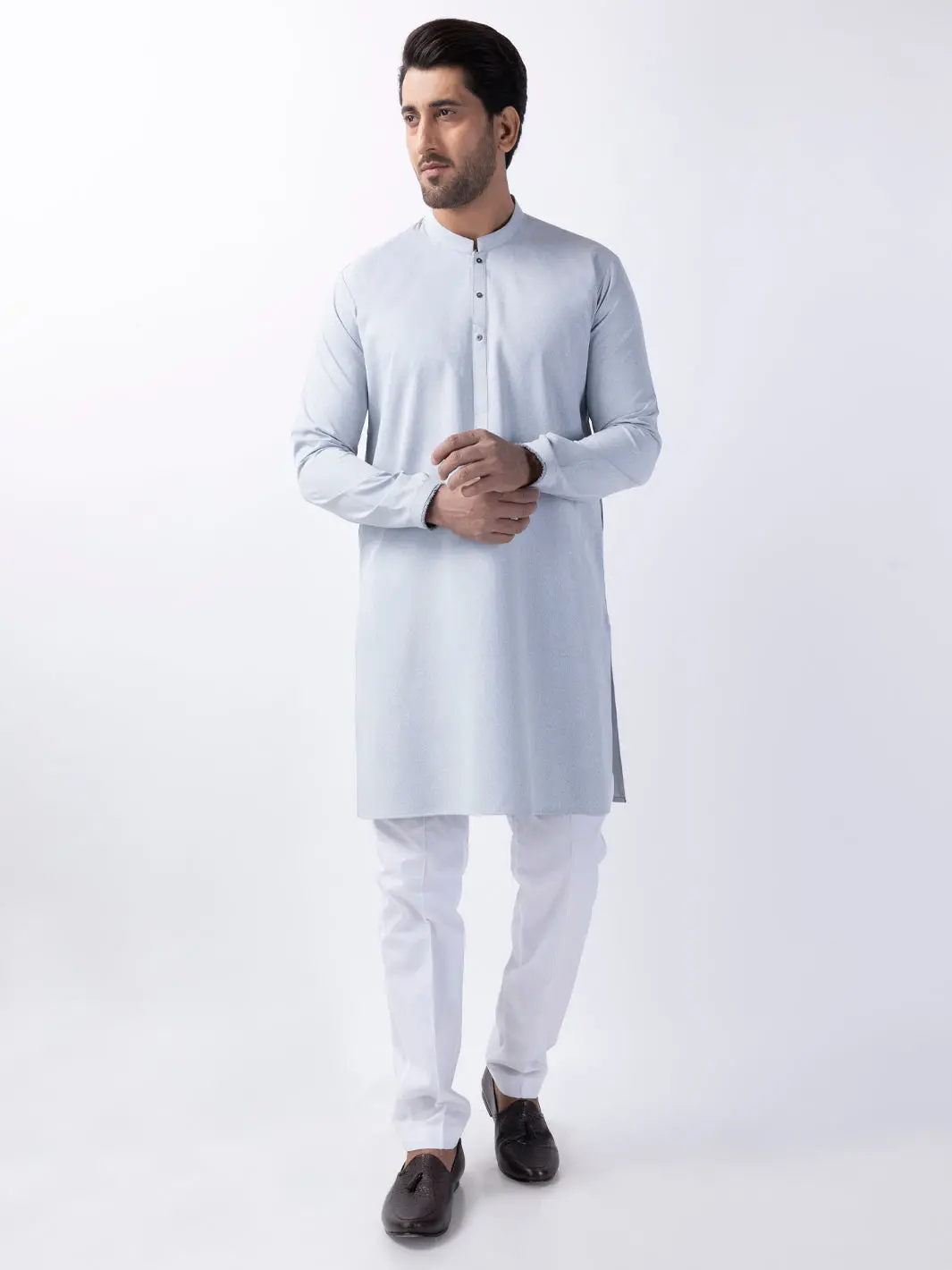Light Blue Blended Kurta - Al-K-1156 1
