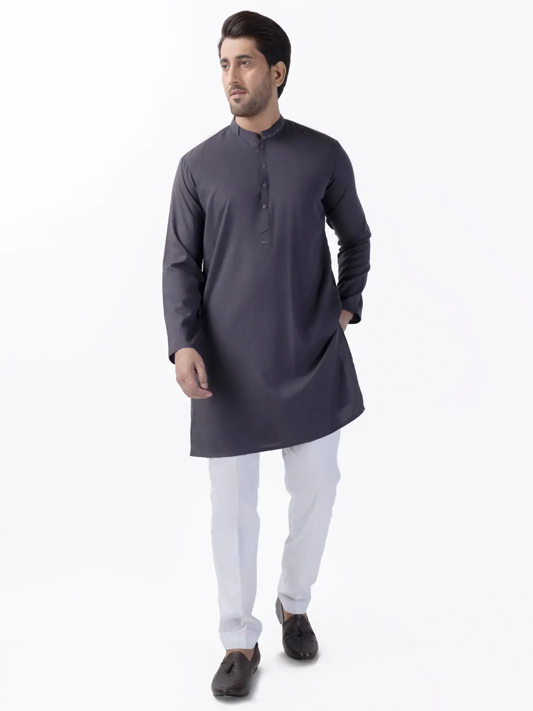Grey Blended Kurta - Al-K-1164 1
