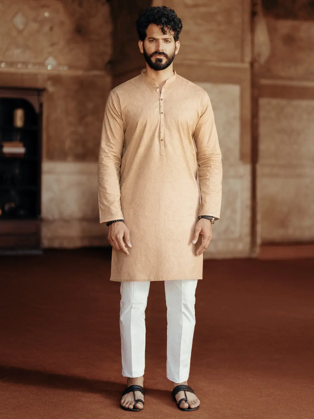 Light Brown Cotton Kurta - Al-K-1183 1