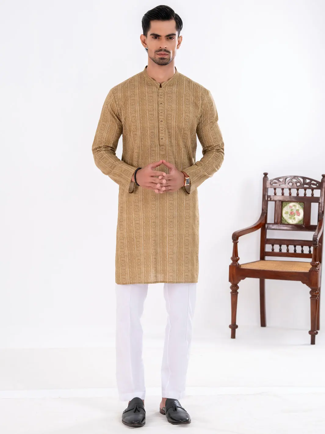 Light Green Cotton Kurta - Al-K-1189 1