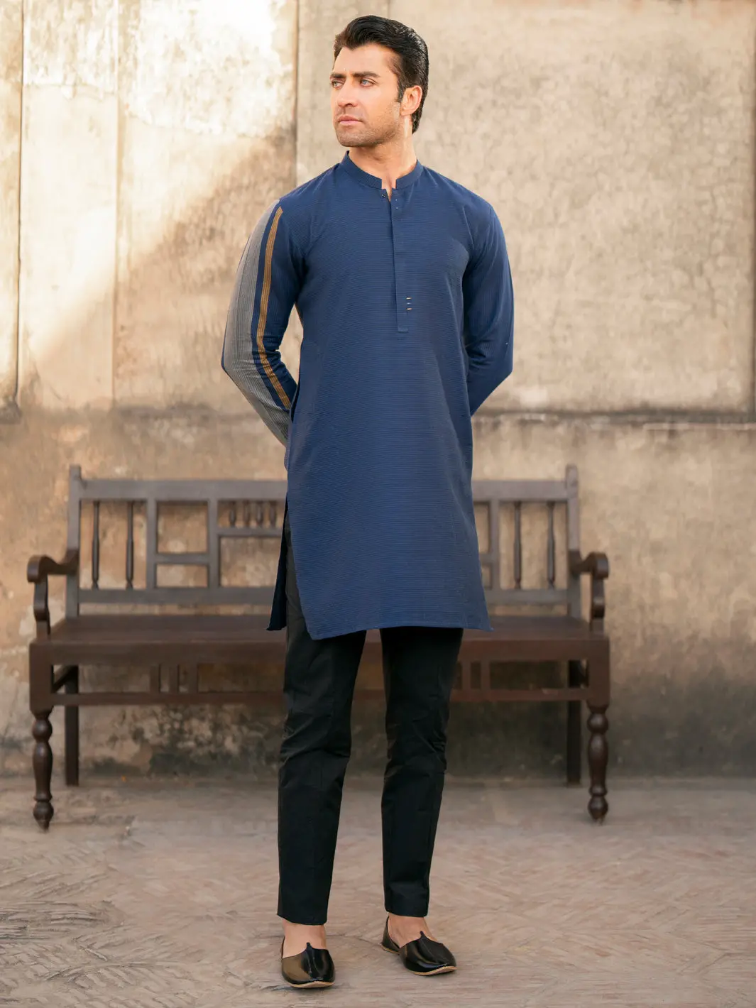 Blue Cotton Kurta - Al-K-1201 1