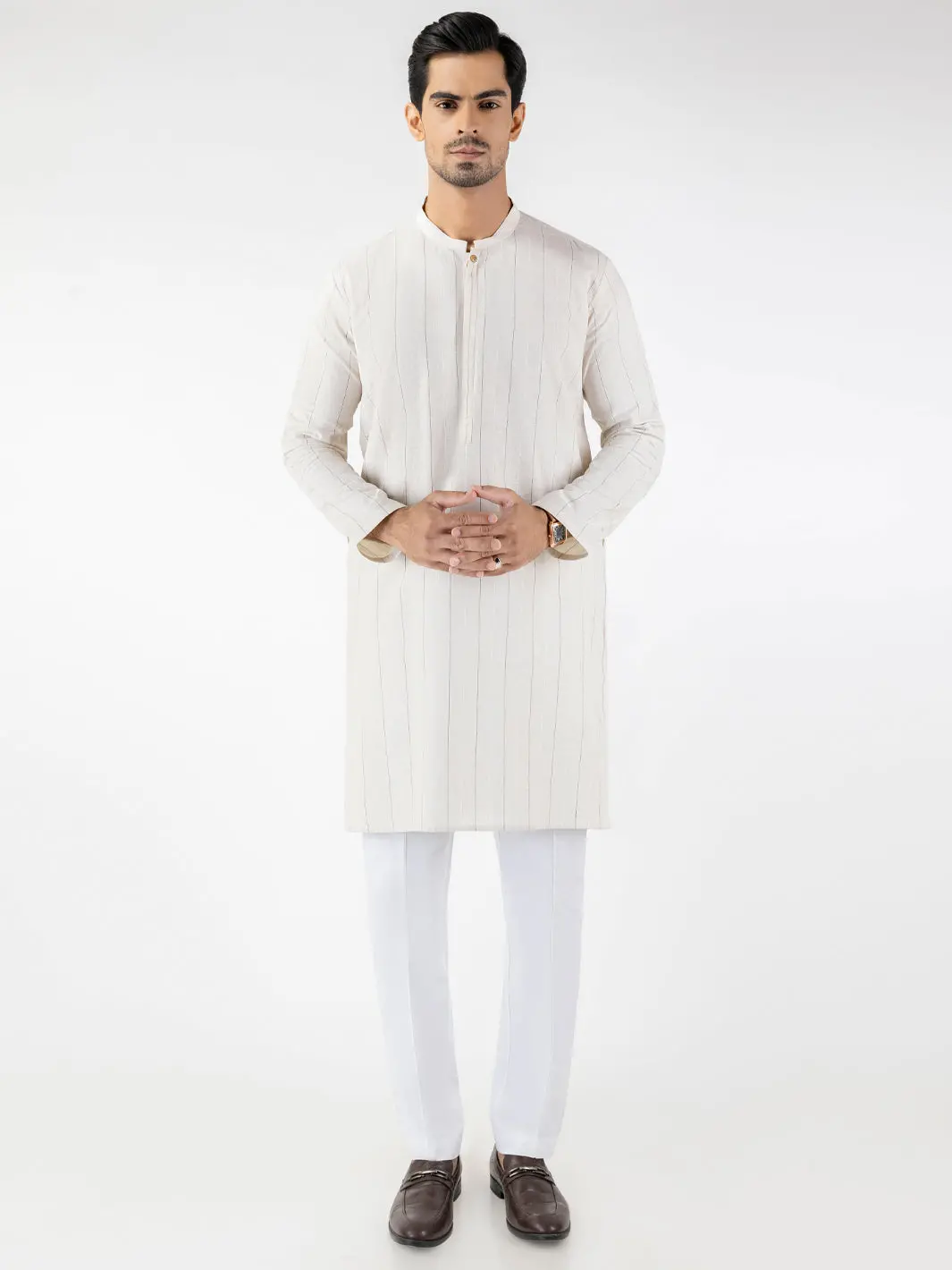 Fawn Blended Kurta - Al-K-1228 1