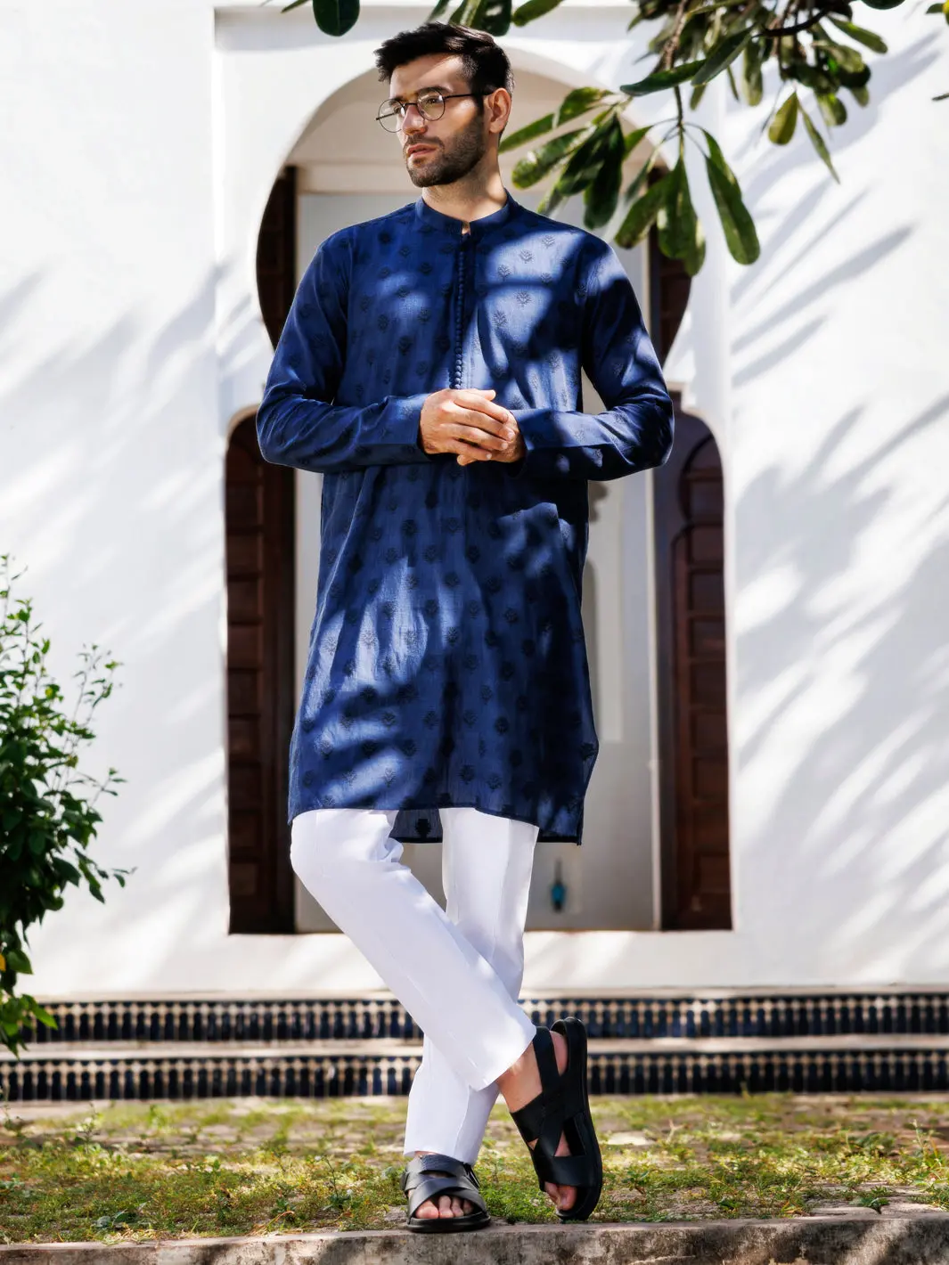 Blue Cotton Kurta - Al-K-1233 1