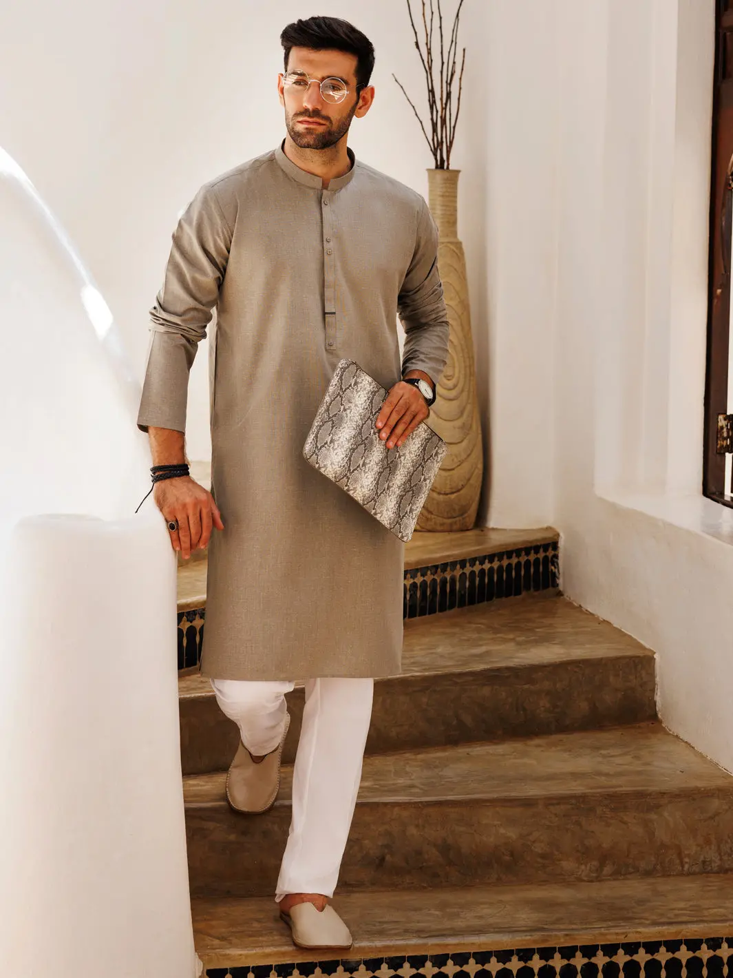 Light Green Blended Kurta - Al-K-1237 1