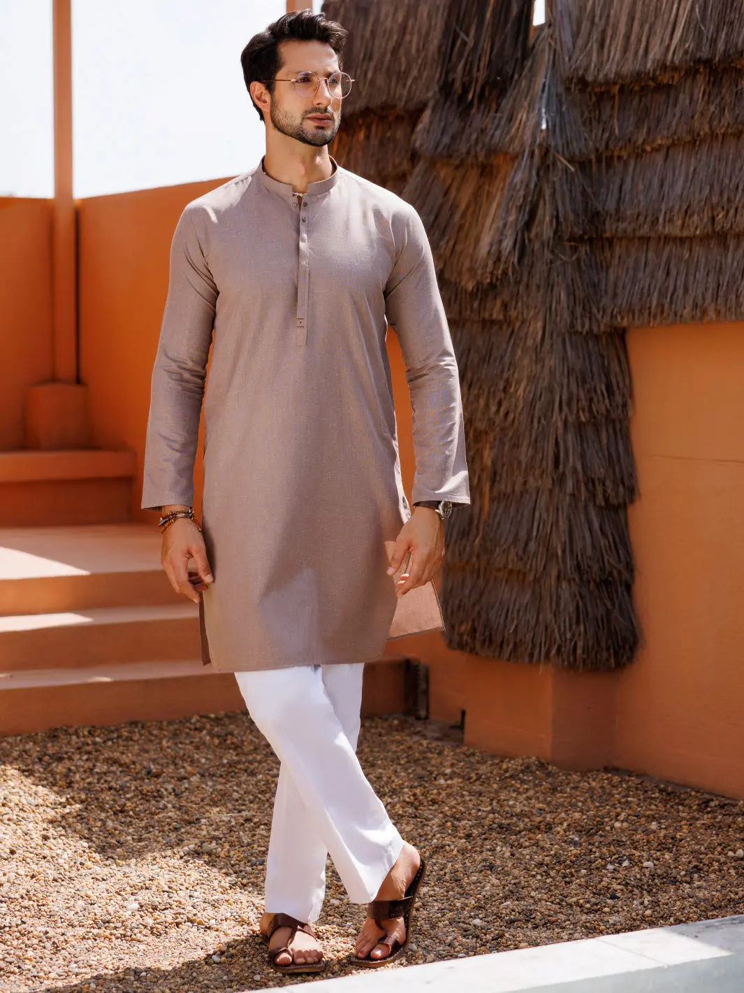 Brown Blended Kurta - Al-K-1239 1