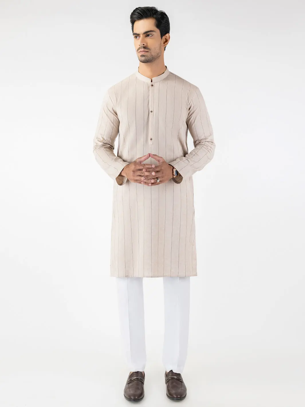 Beige Blended Kurta - Al-K-1252 1