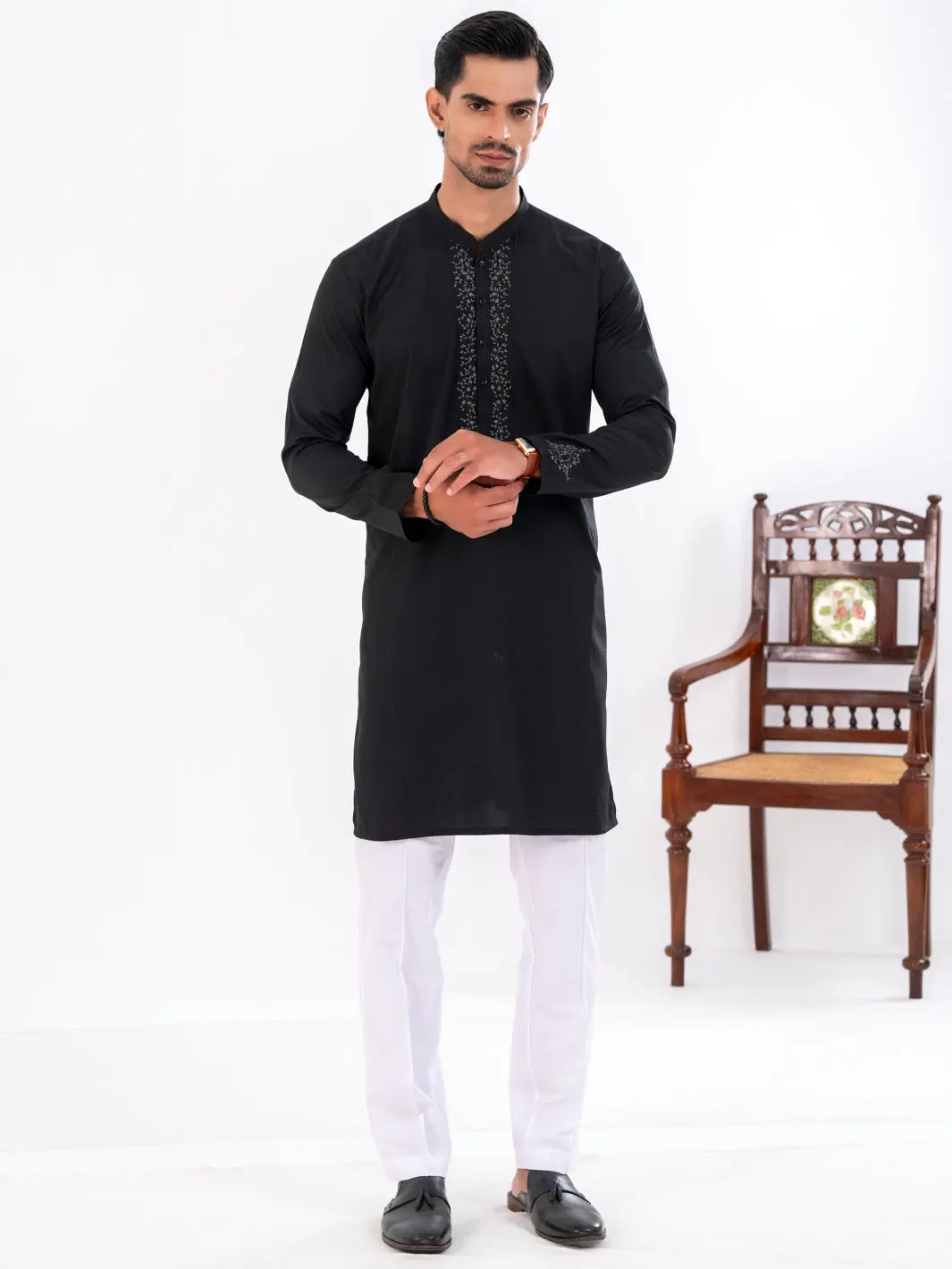 Black Blended Kurta - Al-K-1269 1