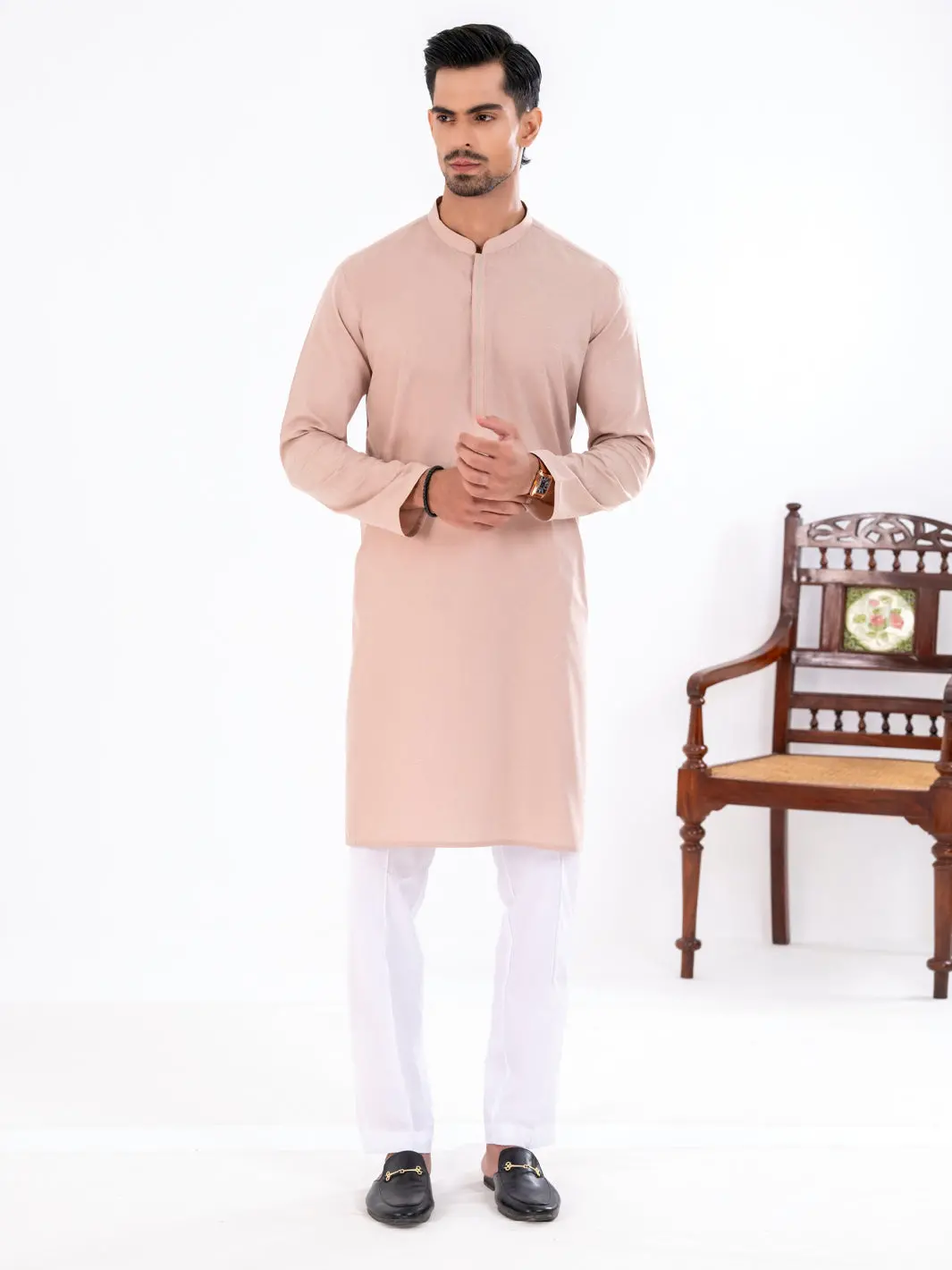 Beige Blended Kurta - Al-K-1277A 1