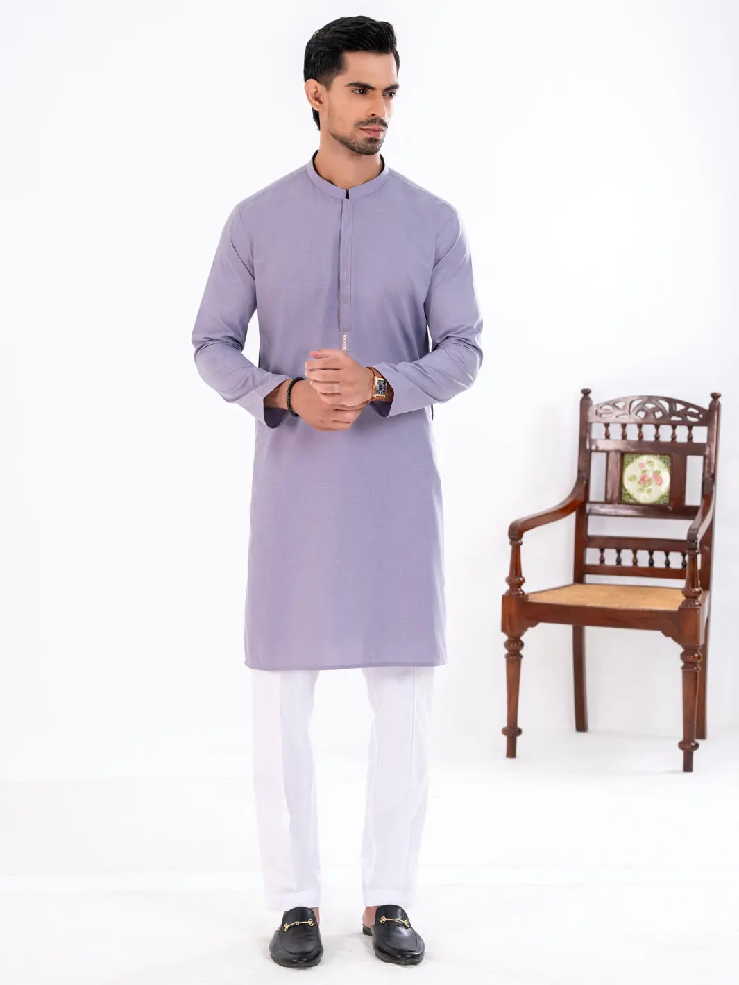 Purple Blended Kurta - Al-K-1279 1