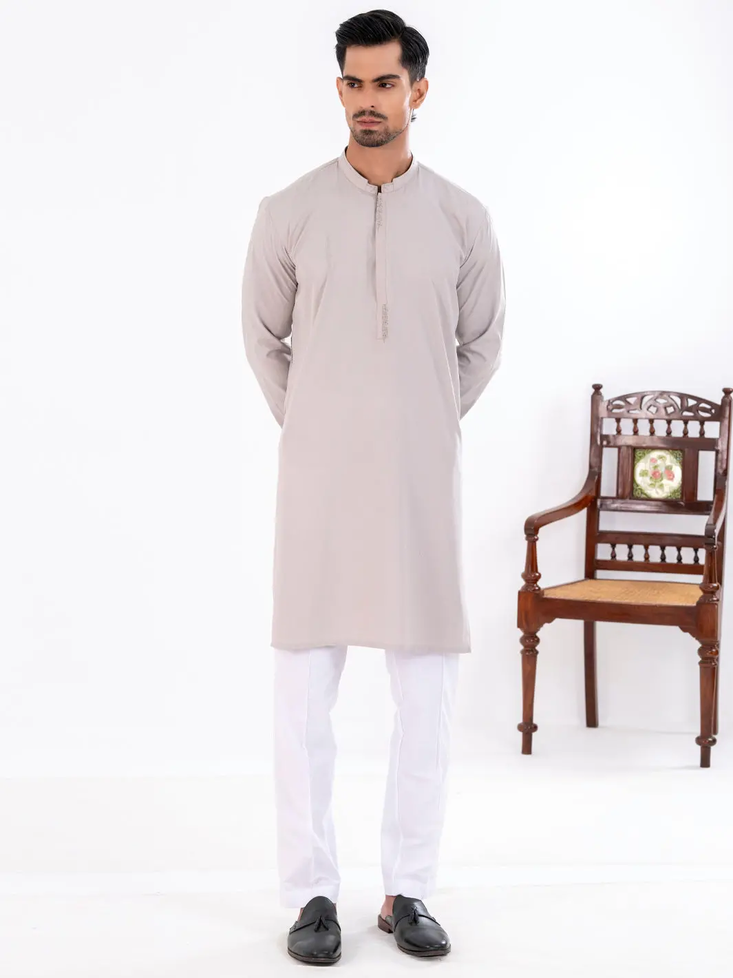 Ash Grey Blended Kurta - Al-K-1280 1
