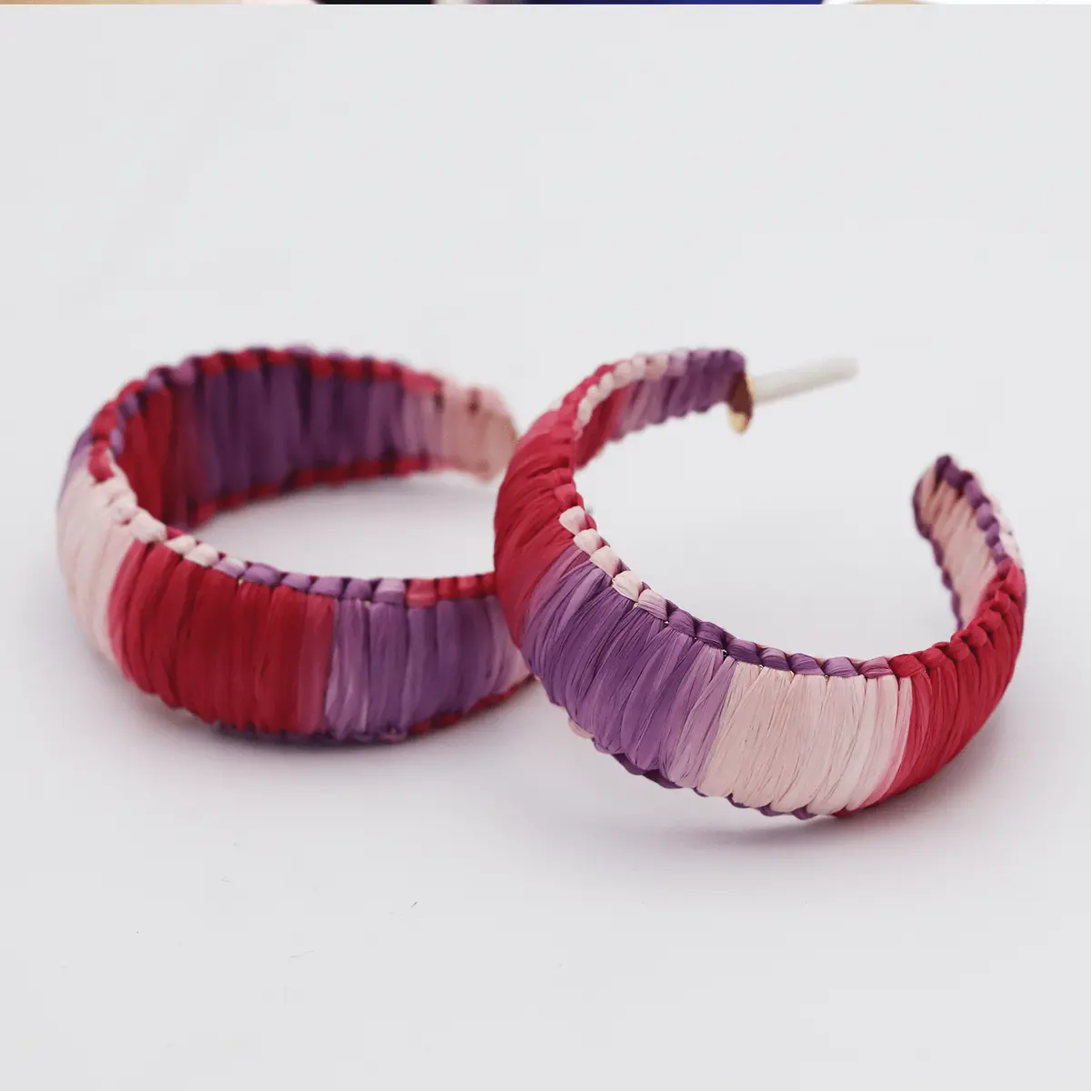 Hand-Knitted Rattan Round Ear Hanging Colorful Jewelry 1