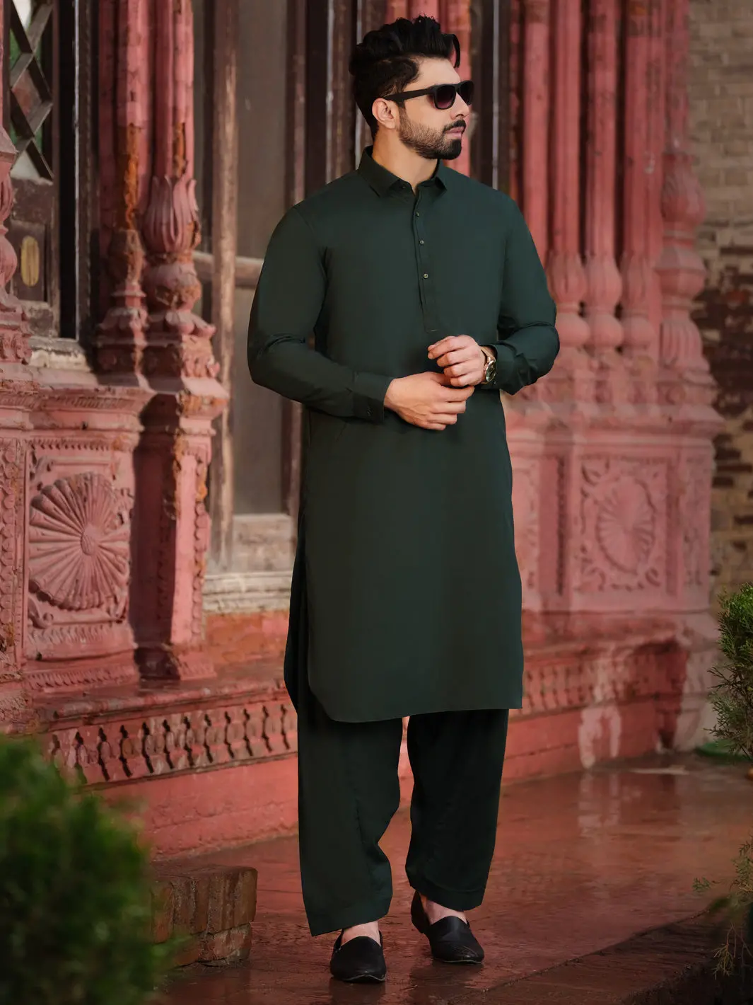 Green Blended Kameez Shalwar - Alwa-Ks-199 1
