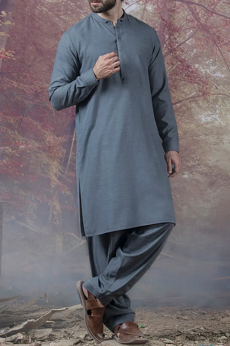 Grey Blended Kameez Shalwar - Al-Ks-2319 1