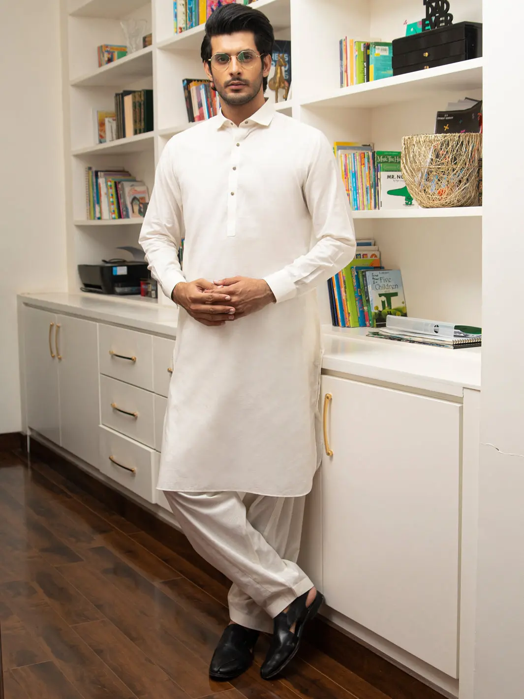 Off White Blended Kameez Shalwar - Alwa-Ks-268 1