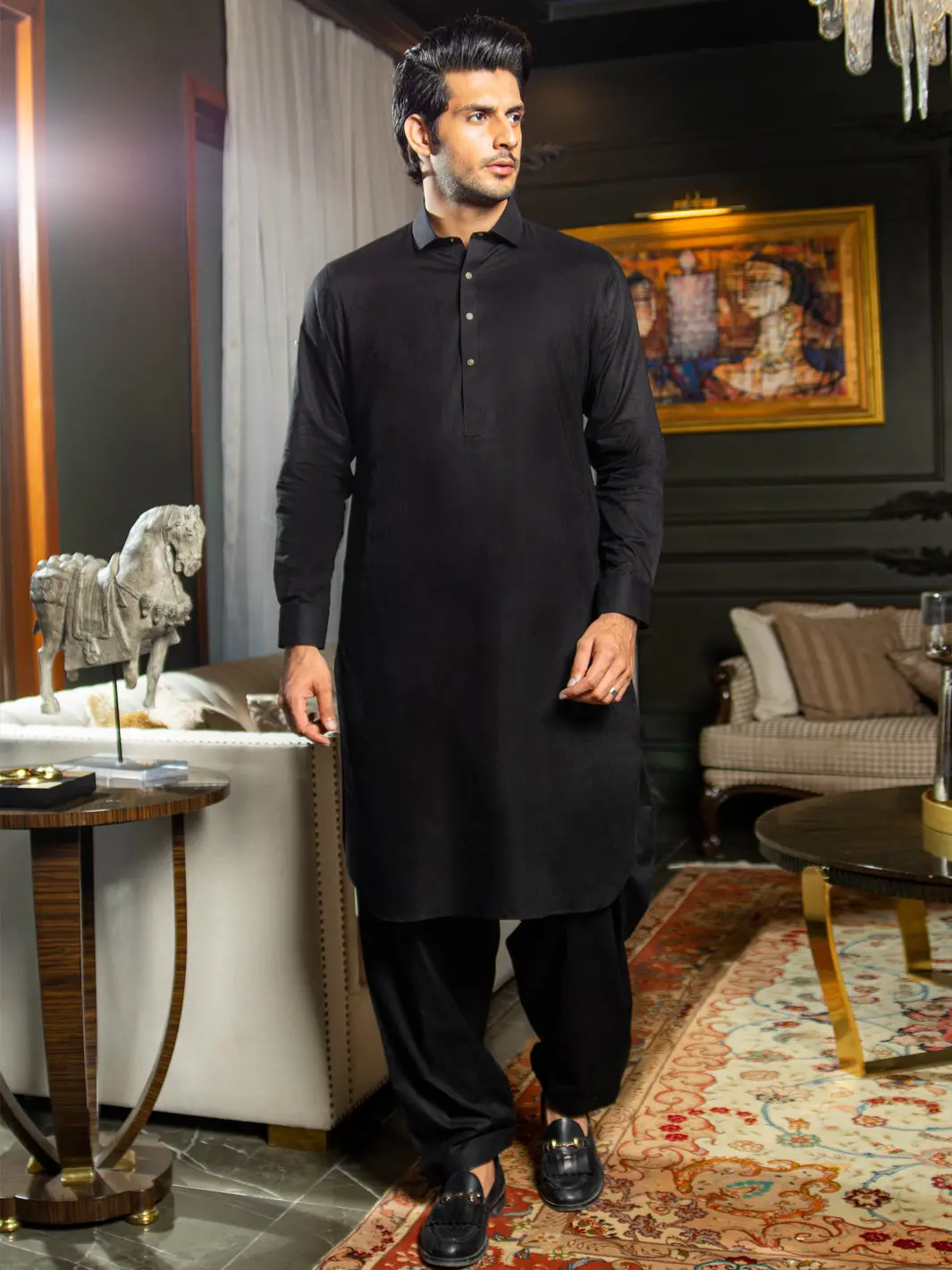 Black Blended Kameez Shalwar - Alwa-Ks-269 1