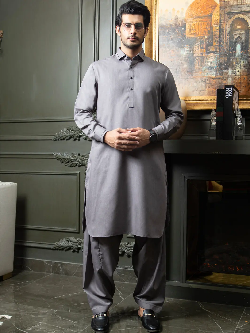 Grey Blended Kameez Shalwar - Alwa-Ks-272 1