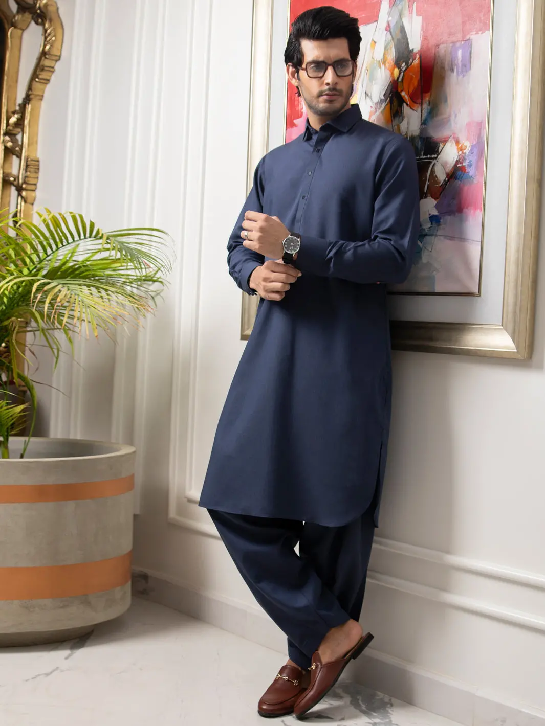 Blue Blended Kameez Shalwar - Alwa-Ks-273 1