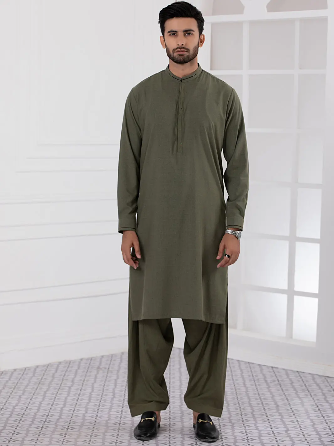 Green Kameez Shalwar - Al-Ks-2749 1