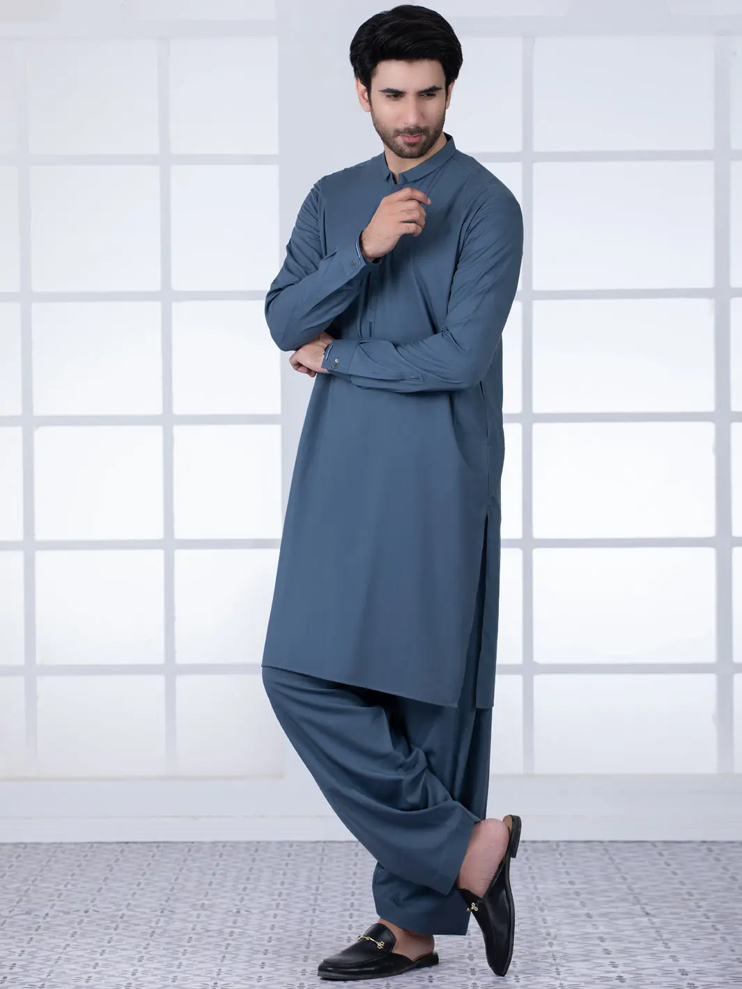 Grey Kameez Shalwar - Al-Ks-2803 1