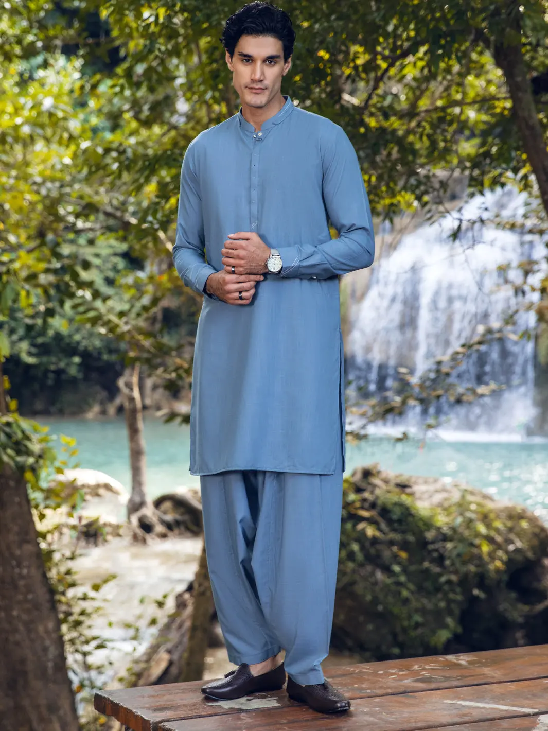 Light Blue Kameez Shalwar - Al-Ks-2898 1