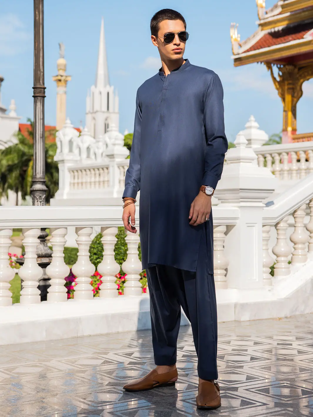 Blue Blended Kameez Shalwar - Al-Ks-2975 1