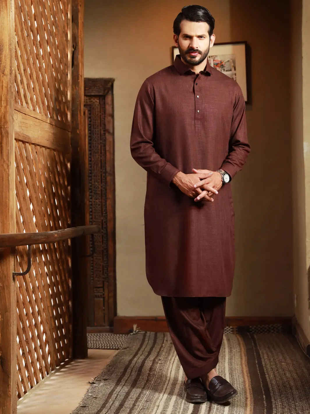 Maroon Blended Kameez Shalwar - Alwa-Ks-311 1