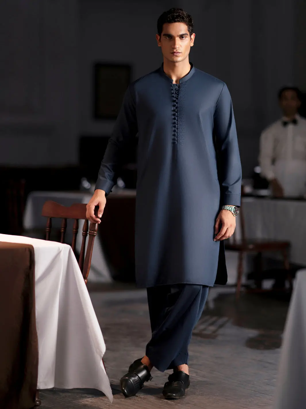 Blue Blended Kameez Shalwar - Al-Ks-3128 1