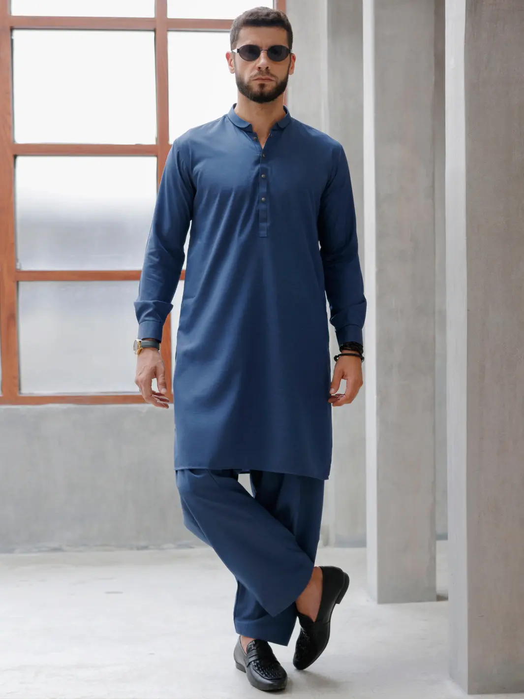 Blue Blended Kameez Shalwar - Al-Ks-3144 1