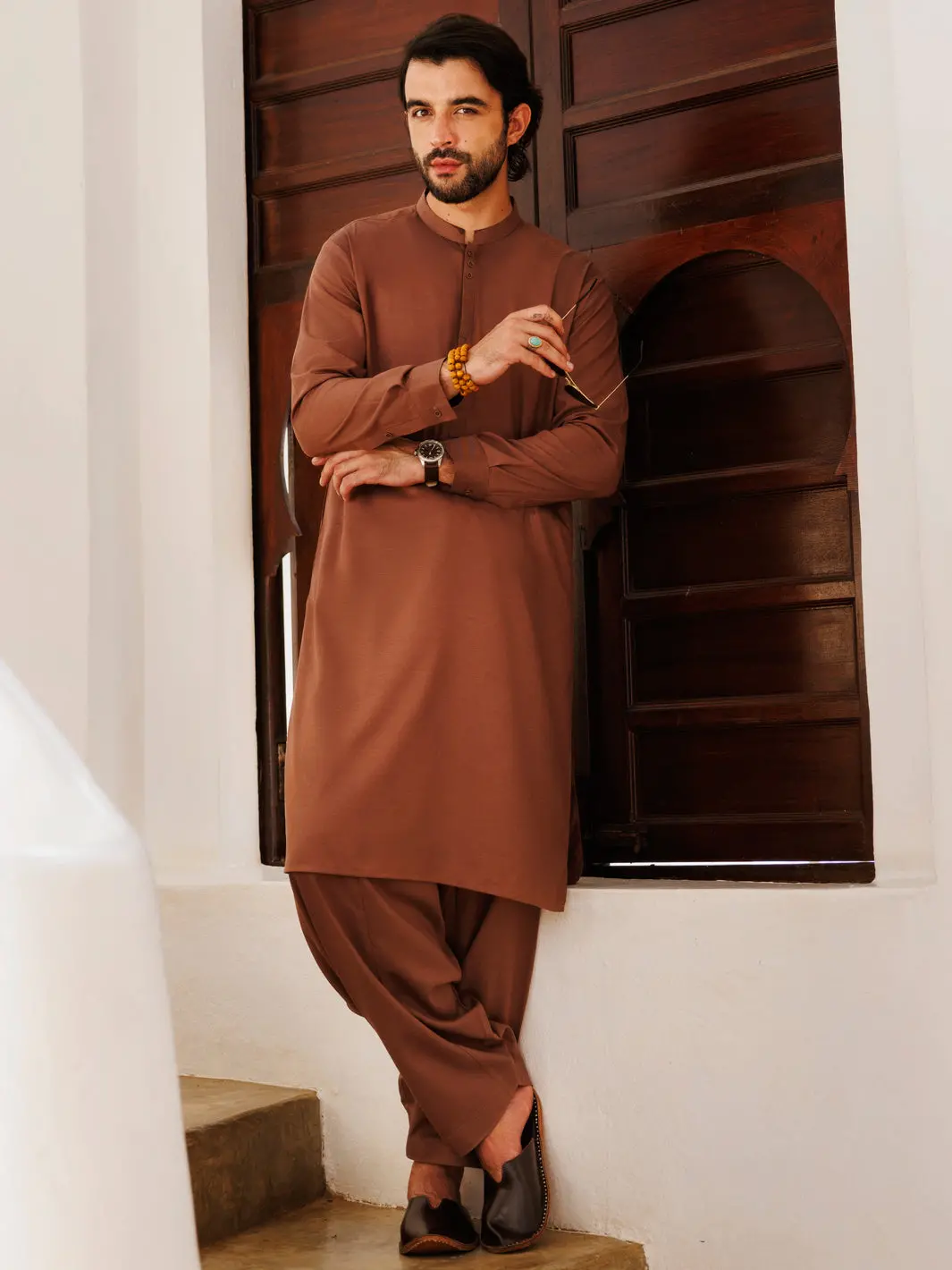 Brown Blended Kameez Shalwar - Al-Ks-3151 1
