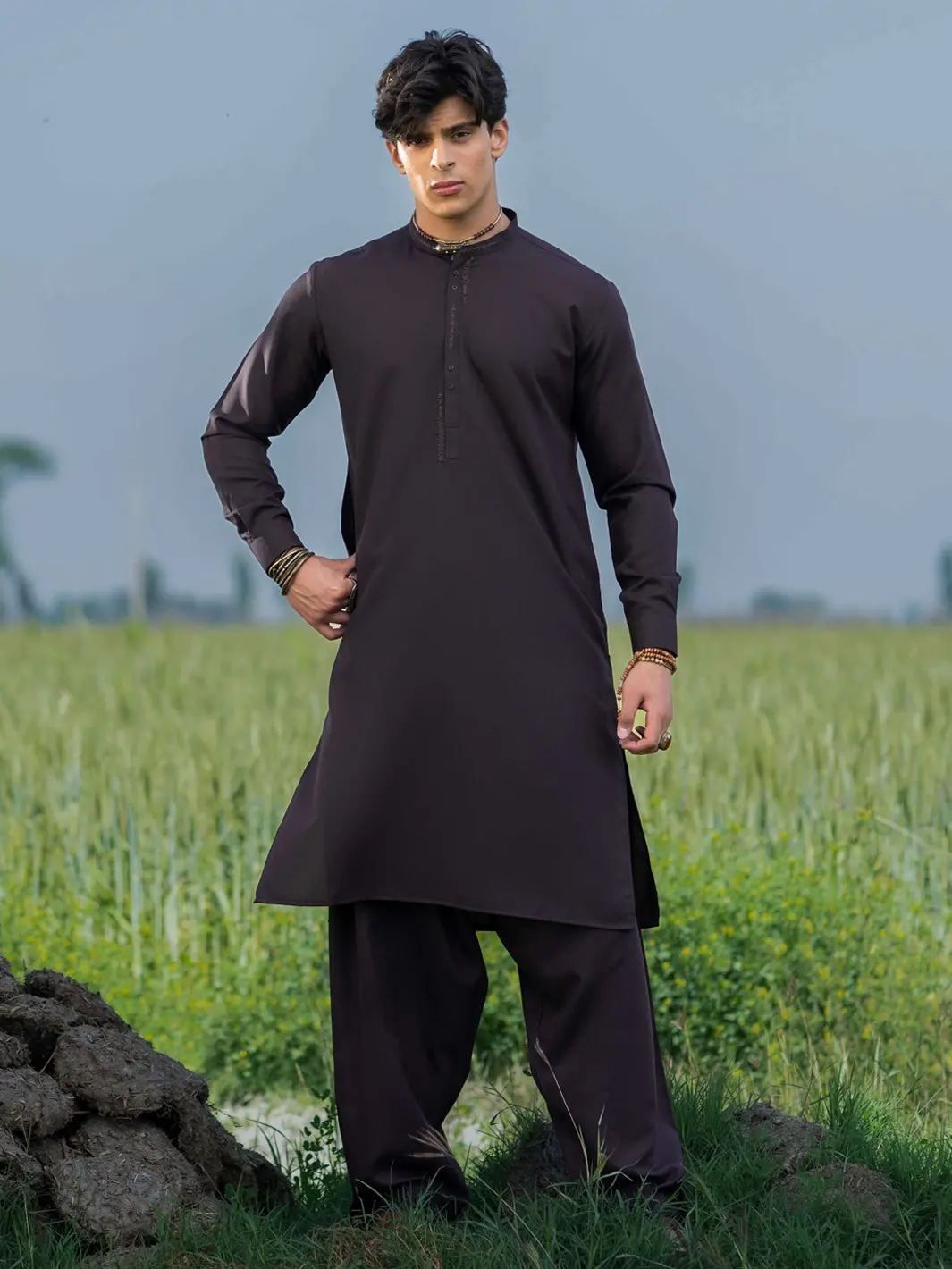 Dark Purple Blended Kameez Shalwar - Al-Ks-3217A 1