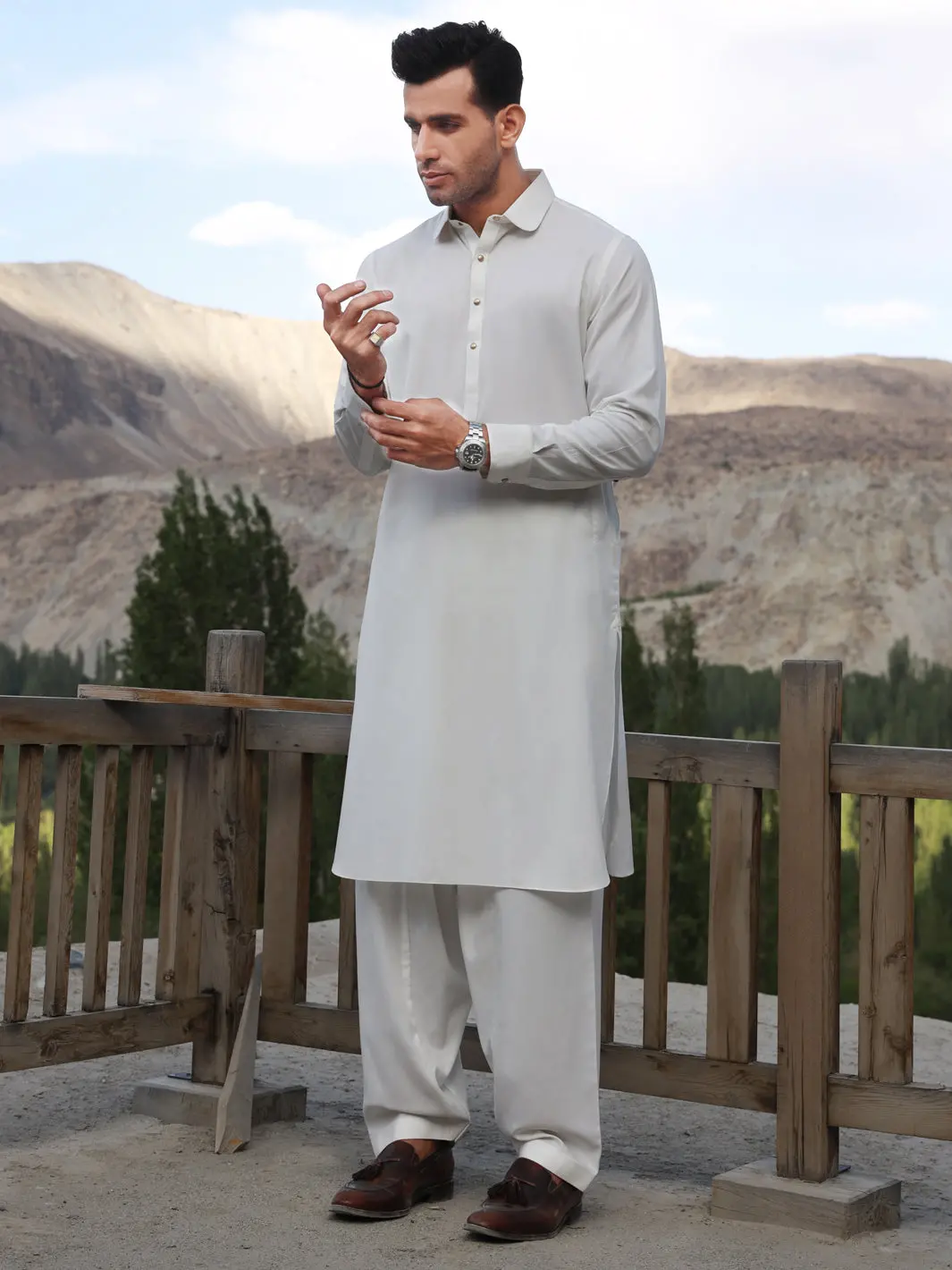 Off White Blended Kameez Shalwar - Alwa-Ks-330 1