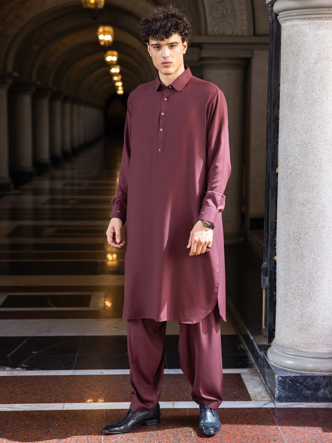 Maroon Blended Kameez Shalwar - Alwa-Ks-414 1