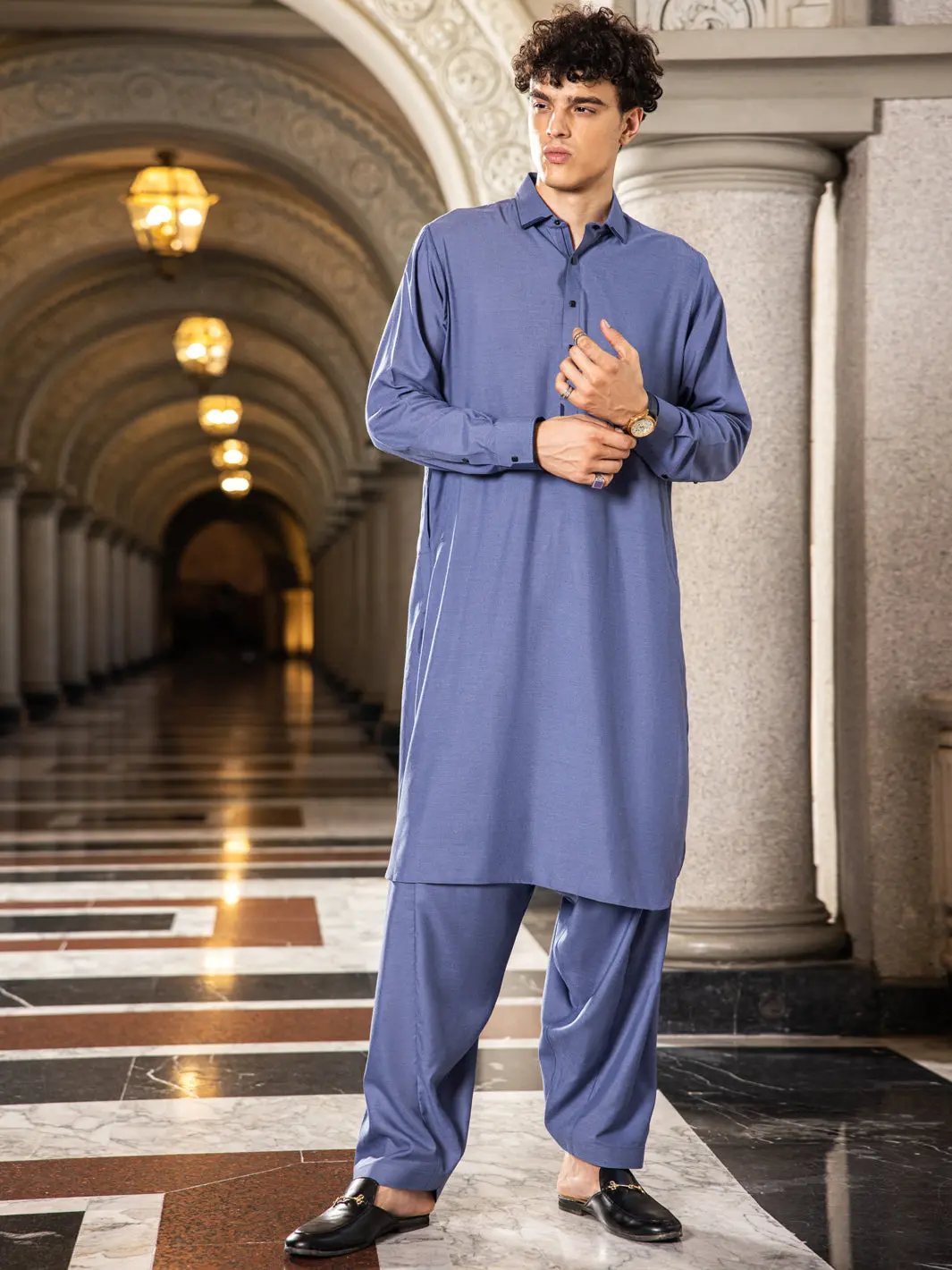 Blue Blended Kameez Shalwar - Alwa-Ks-428 1