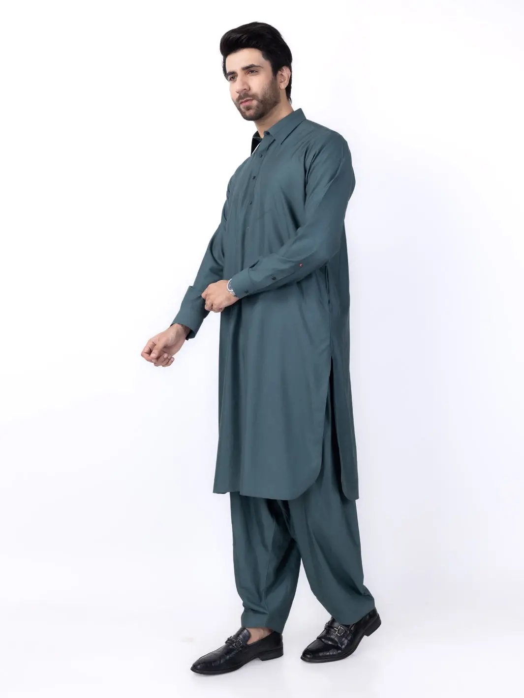 Green Blended Kameez Shalwar - Alwa-Ks-437 1