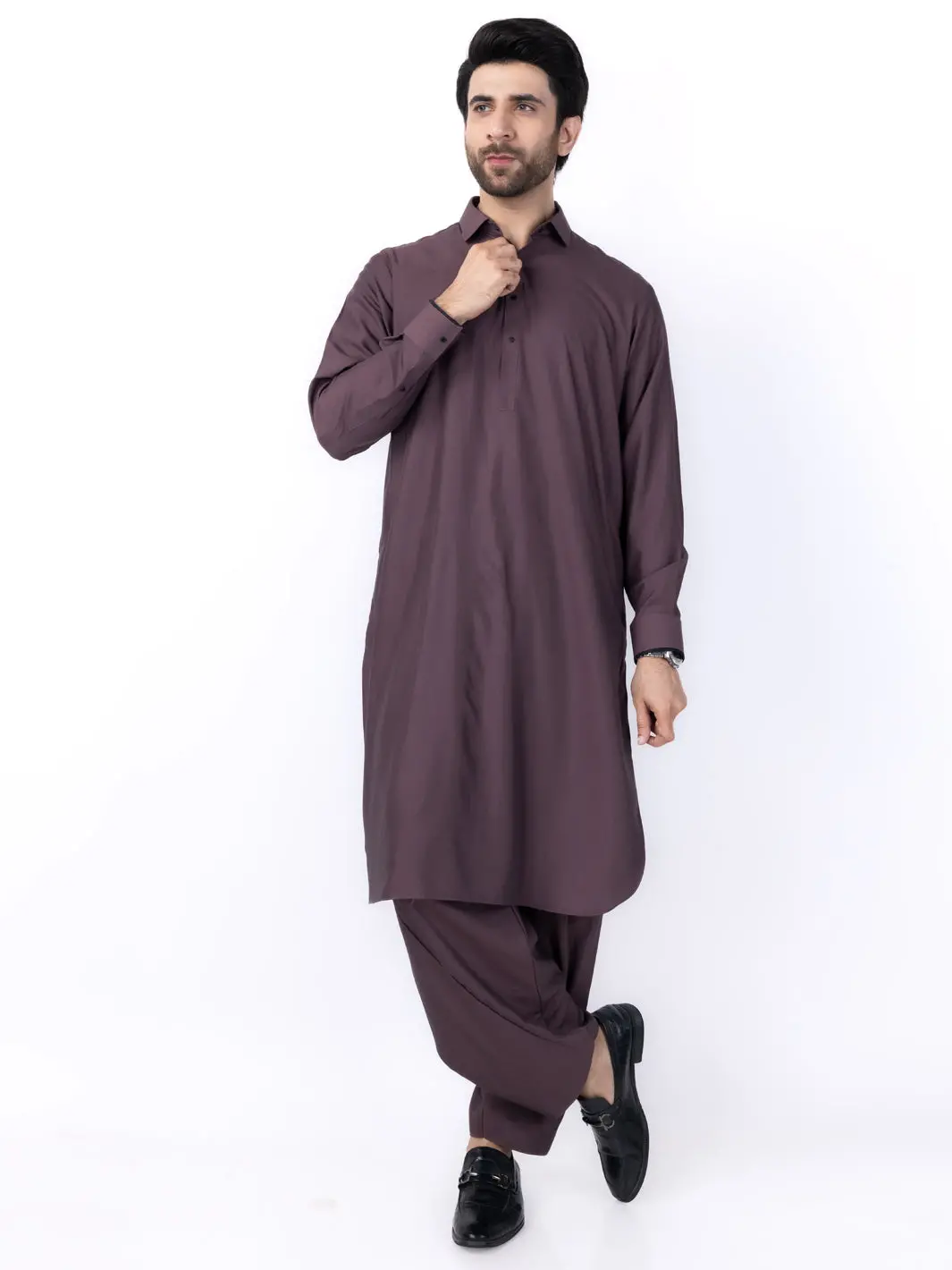 Burgundy Blended Kameez Shalwar - Alwa-Ks-438 1