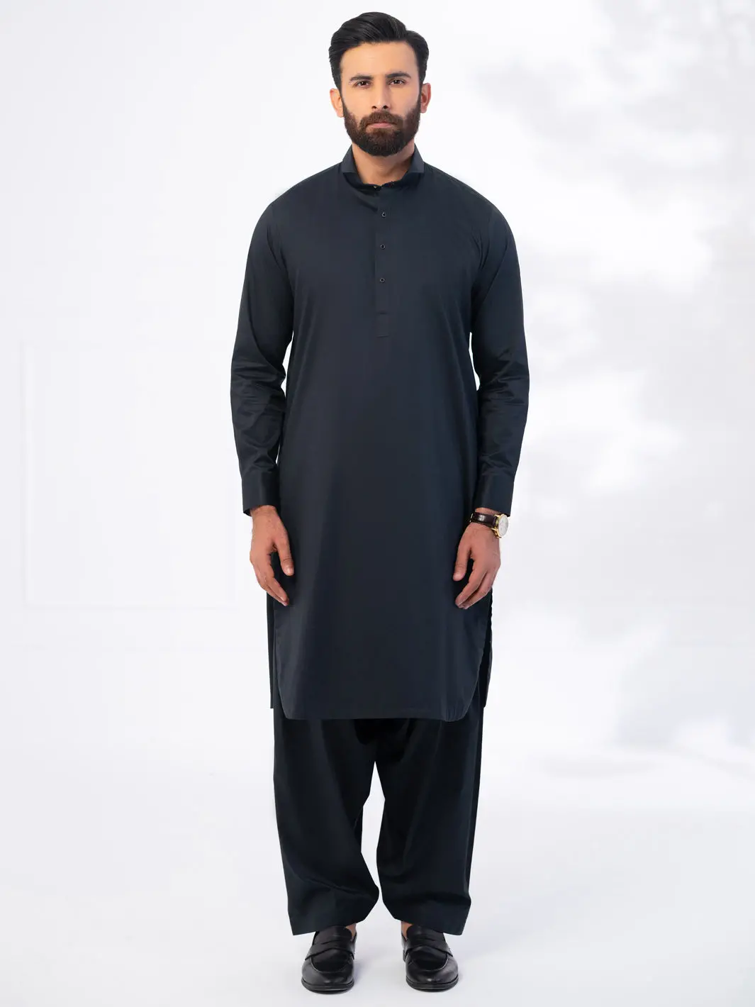 Black Cotton Kameez Shalwar - Alwa-Ks-538 1
