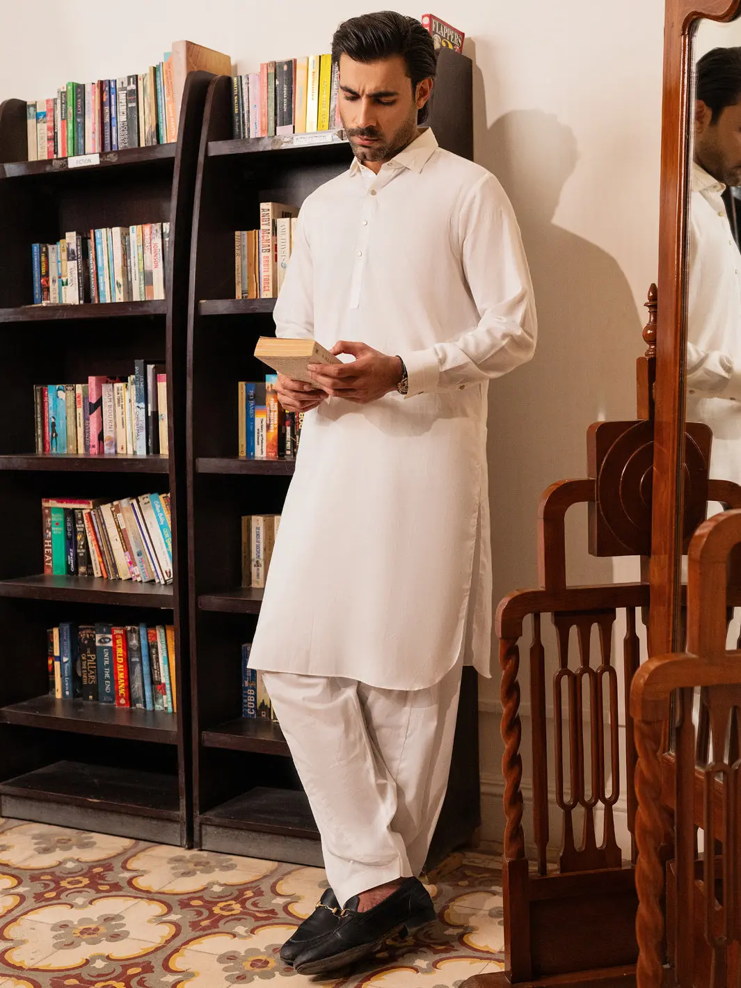 White Cotton Kameez Shalwar - Alwa-Ks-554 1