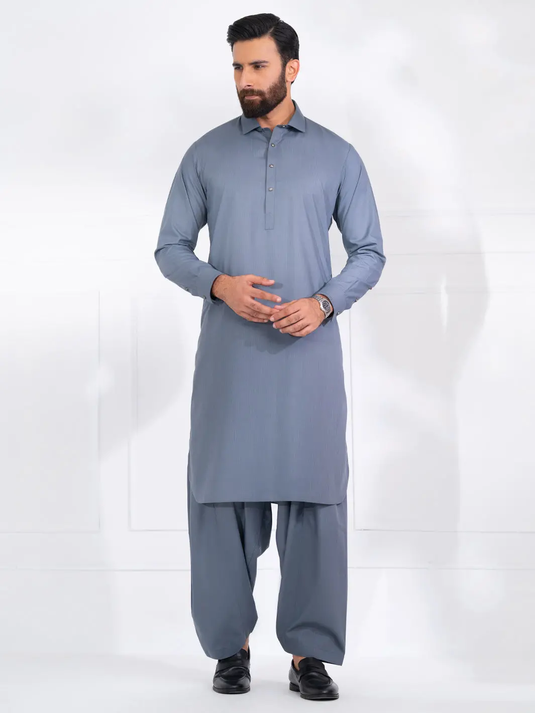 Grey Blended Kameez Shalwar - Alwa-Ks-560A 1