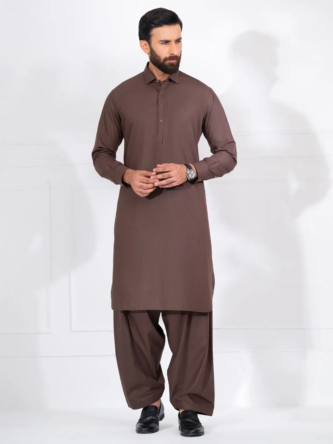 Brown Blended Kameez Shalwar - Alwa-Ks-561A 1