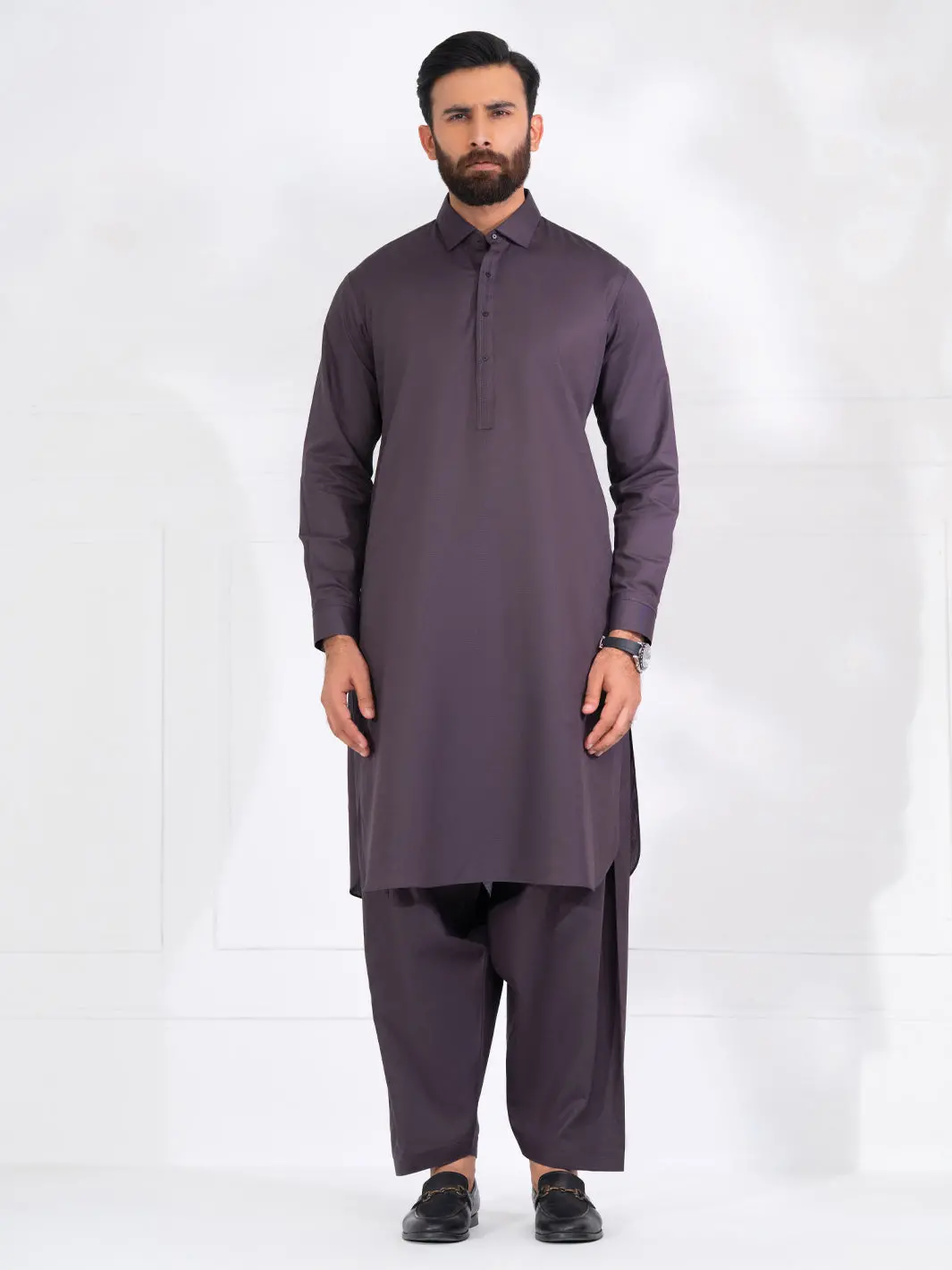 Dark Purple Blended Kameez Shalwar - Alwa-Ks-567A 1