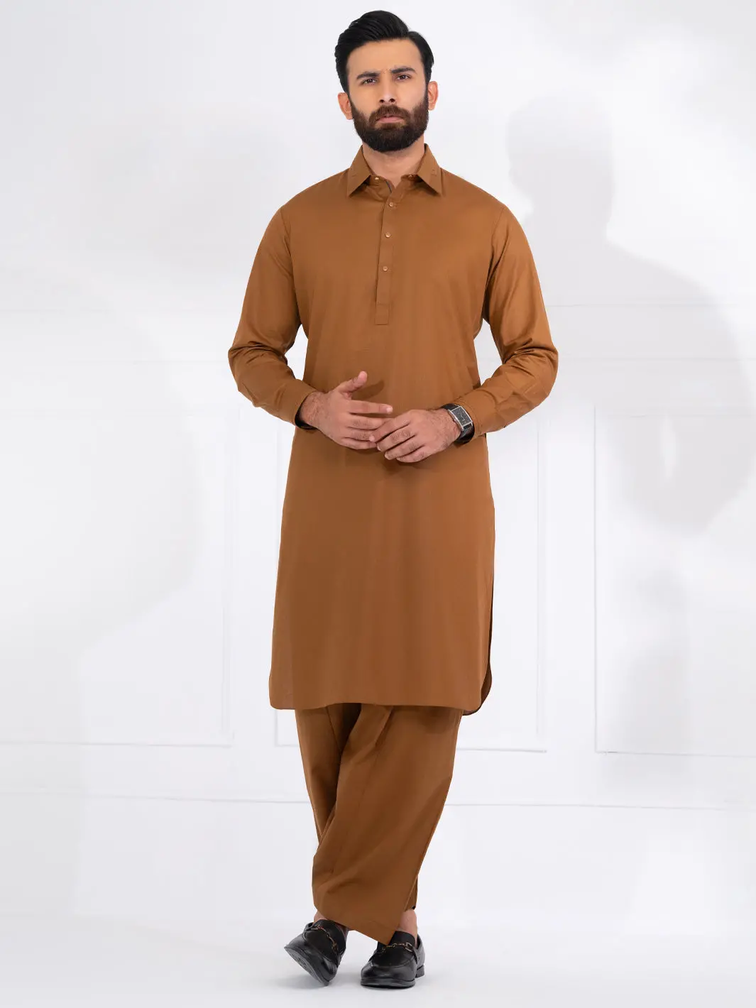Brown Blended Kameez Shalwar - Alwa-Ks-569 1