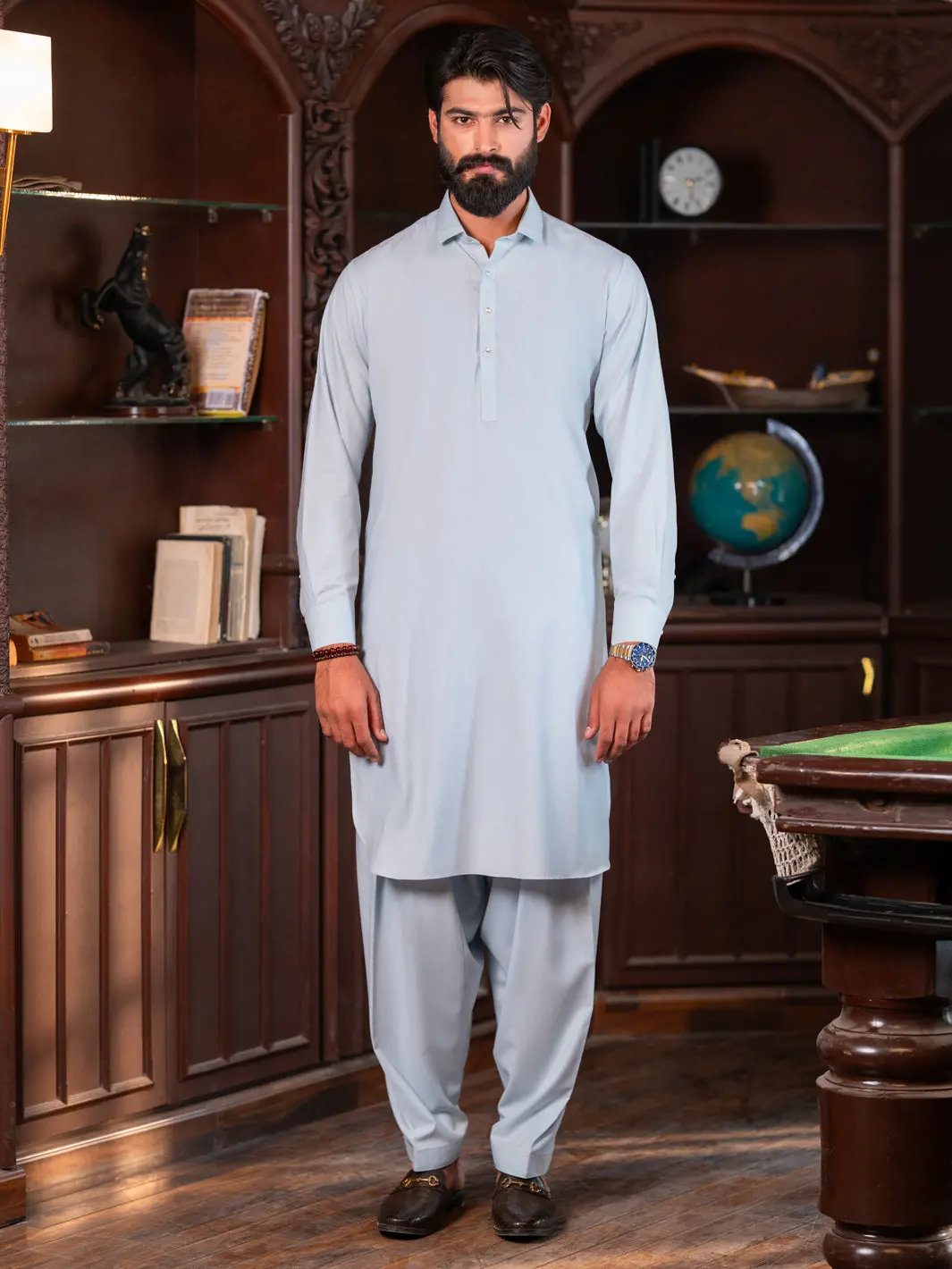 Sky Blue Cut & Sew Kameez Shalwar - Alwa-Ks-615 1
