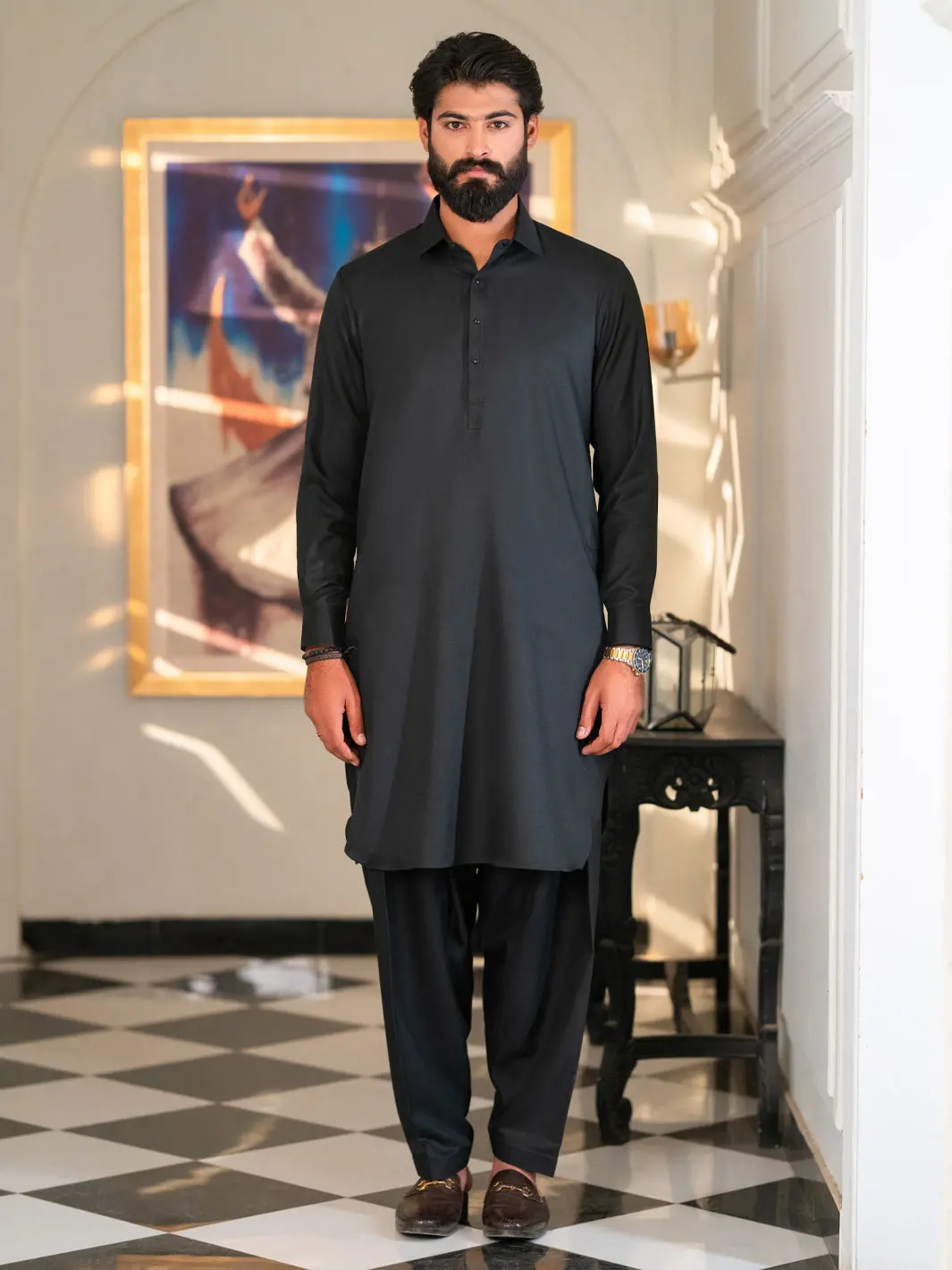 Black Cut & Sew Kameez Shalwar - Alwa-Ks-648 1