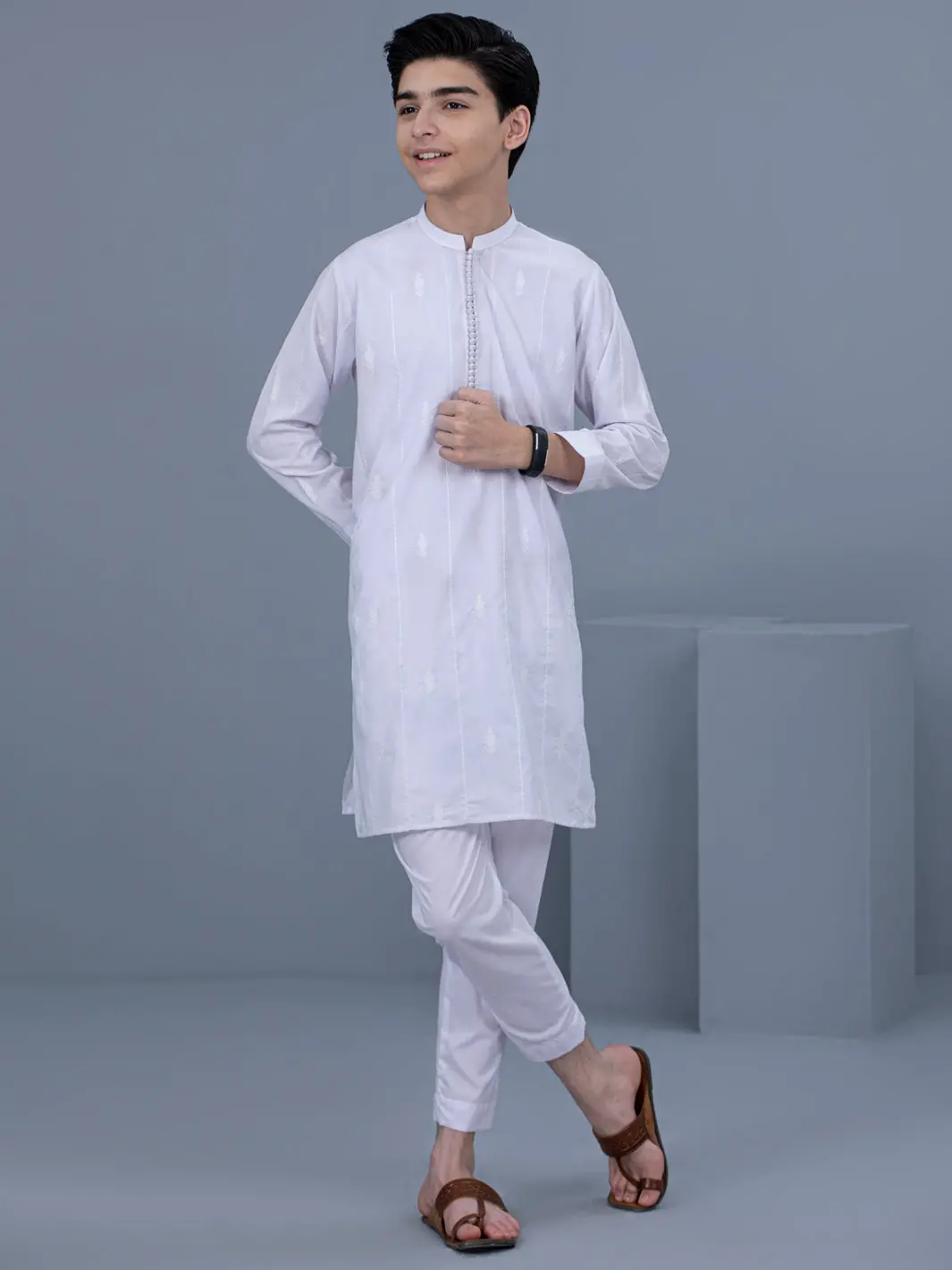 White Blended Kurta Trouser - Alt-Kt-036A 1